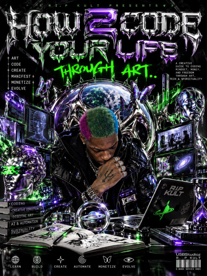 Cover of HOW 2 CODE YOUR LIFE THROUGH ART ebook by Yusuf Samsara — R.I.P KULT Vol. 1